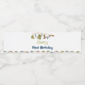 魚釣り誕生日パーティーウォーターボトルラベル ペットボトルラベル (シングルラベル)