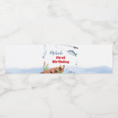 魚釣り誕生日パーティーウォーターボトルラベル ペットボトルラベル (シングルラベル)