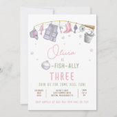 魚釣り誕生日パーティーガールO – フィッシュアリーパーティー 招待状 (正面)