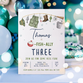 魚釣り誕生日パーティーボーイオフィッシュ – 同盟国誕生日 招待状