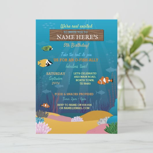 魚釣り誕生日リールロッドシー海レイク 招待状 (スタンド正面)