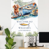 魚釣り誕生日会ウェルカムサイン ポスター (ホームオフィス)