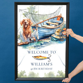魚釣り誕生日会ウェルカムサイン ポスター
