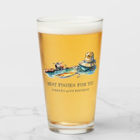 魚釣り誕生日会パーソナライズされたおもしろい タンブラーグラス (ドリンク正面)