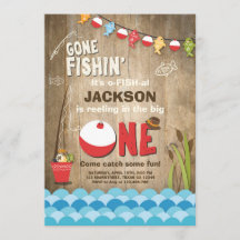 魚釣り誕生日招待状ウッドザ・ビッグ1
