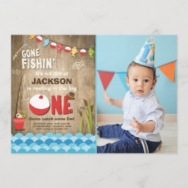 魚釣り誕生日招待状ウッド魚釣りパーティー 招待状