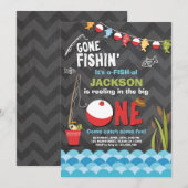 魚釣り誕生日招待状リーリングザビッグ 招待状 (正面/裏面)