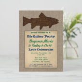 魚釣り誕生日招待状素朴大人メンズフィッシュ 招待状 (スタンド正面)