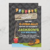 魚釣り誕生日招待状魚釣りパーティーボーイ 招待状 (正面/裏面)