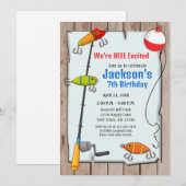 魚釣り誕生日招待状魚釣りパーティー 招待状 (正面/裏面)