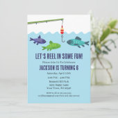 魚釣り誕生日招待状魚釣りパーティー 招待状 (スタンド正面)