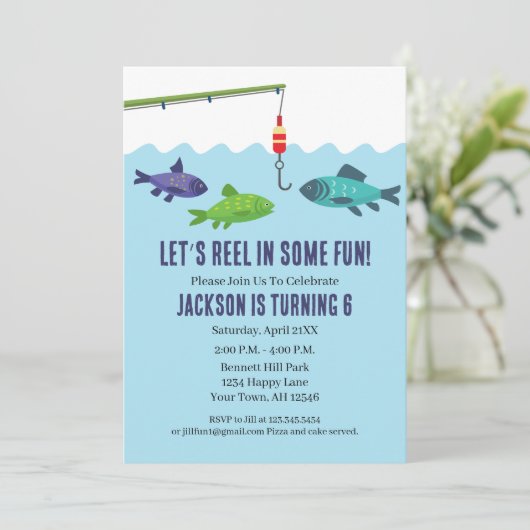 魚釣り誕生日招待状魚釣りパーティー 招待状 (スタンド正面)