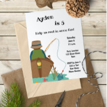 魚釣り誕生日招待状