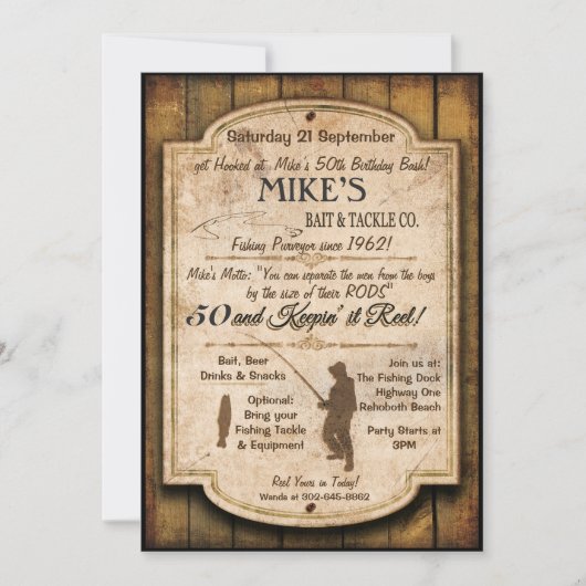 魚釣り誕生日招待状 招待状 (正面)