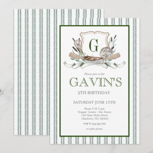 魚釣り誕生日招待 招待状 (正面/裏面)