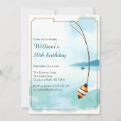 魚釣り誕生日男性へ30th誕生日パーティー 招待状 (正面)