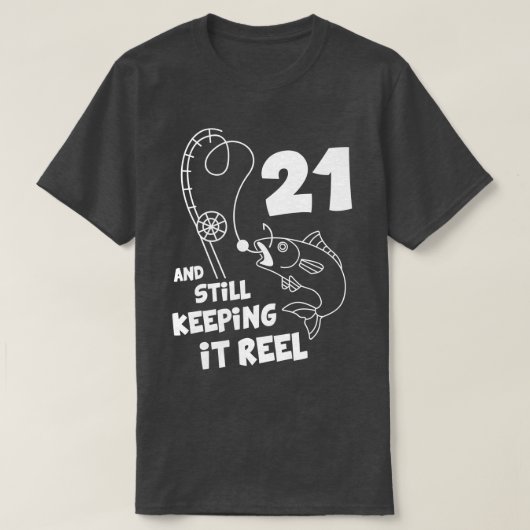 魚釣り誕生日21st日釣り誕生日ギフト tシャツ (デザイン正面)