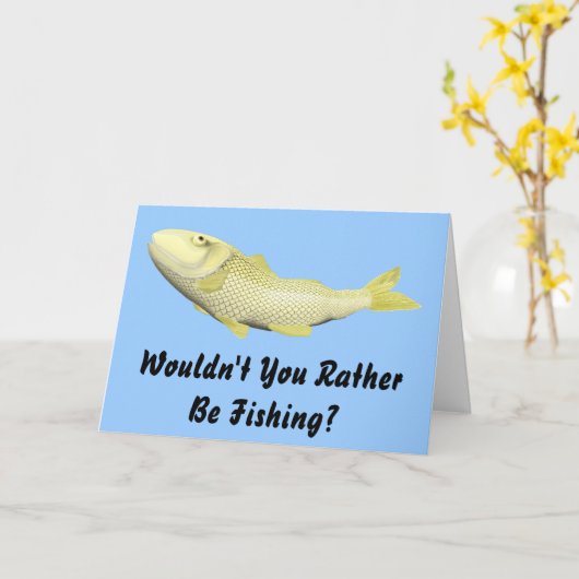 魚釣り誕生日 カード (黄色い花)