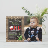 魚釣り誕生日 |大素朴きな1枚の写真 招待状 (スタンド正面)