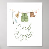 魚釣り赤ちゃんシャワーカードとギフトサイン ポスター (正面)