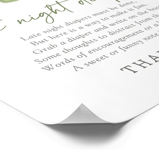 魚釣り赤ちゃんシャワー深夜おむつサイン ポスター (角)