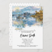 魚釣り退職パーティの招待状 招待状 (正面/裏面)