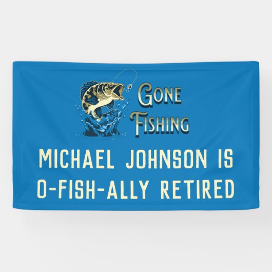 魚釣り退職パーティー-魚釣りバナー 横断幕 (横)