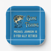 魚釣り退職パーティー-魚釣り招待状 ペーパープレート (正面)