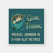 魚釣り退職パーティー-魚釣り終了 スタンダードカクテルナプキン (正面)