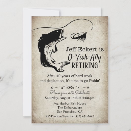 魚釣り退職招待状 招待状 (正面)