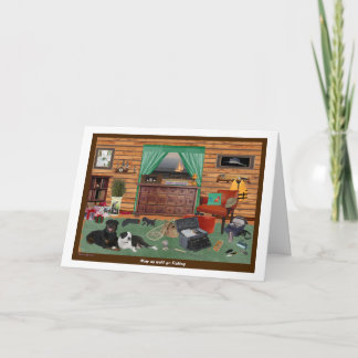 魚釣り部屋のバースデー・カード カード