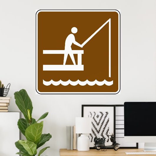 魚釣り面積記号 ポスター (ホームオフィス)