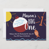 魚釣り餌パーティー旋回一魚海誕生日 招待状 (正面)