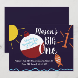 魚釣り餌パーティー旋回一魚海誕生日 招待状