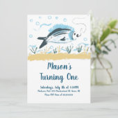 魚釣り餌パーティー旋回一魚海誕生日 招待状 (スタンド正面)