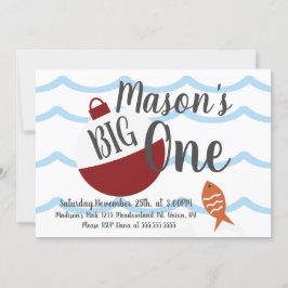 魚釣り餌釣りワンフィッシュ海誕生日 招待状