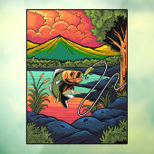 魚釣り魚がルアーフィッシャーマンスポーツを楽しむ ウィンドウサイン (シート3)