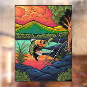 魚釣り魚がルアーフィッシャーマンスポーツを楽しむ ウィンドウサイン (シート2)