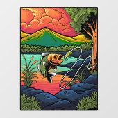 魚釣り魚がルアーフィッシャーマンスポーツを楽しむ ウィンドウサイン (シート)