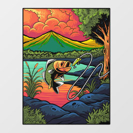 魚釣り魚がルアーフィッシャーマンスポーツを楽しむ ウィンドウサイン