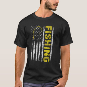 魚釣り魚釣りアメリカ国旗ヴィンテージウサフィッシャム Tシャツ