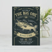 魚釣り魚釣り人成人男性50誕生日 招待状 (スタンド正面)