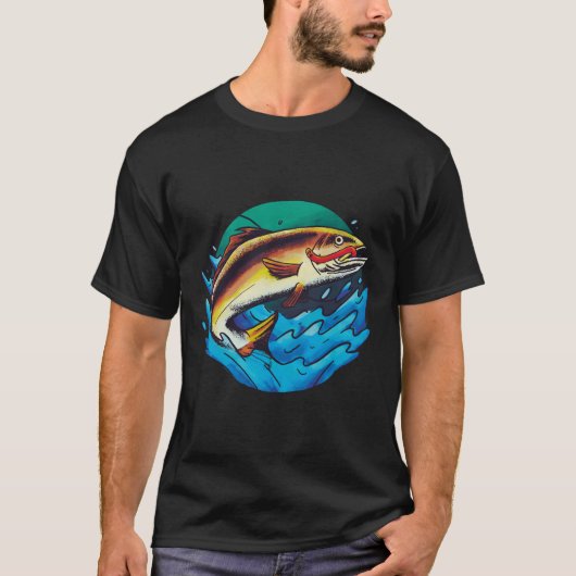 魚釣り魚釣り Tシャツ (正面)
