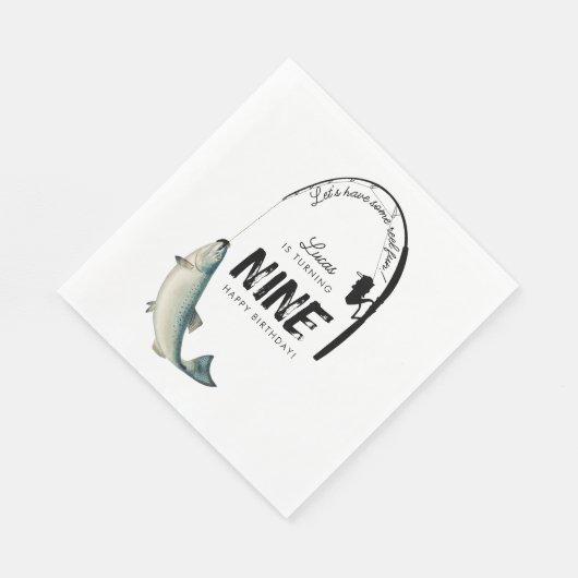 魚釣り魚類テーマリールおもしろい子供の誕生日パーティー スタンダードランチョンナプキン (角)