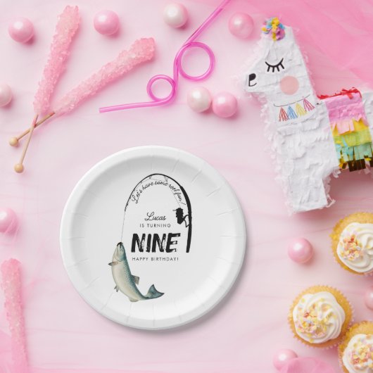 魚釣り魚類テーマリールおもしろい子供の誕生日パーティー ペーパープレート (パーティー)