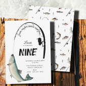 魚釣り魚類テーマリールおもしろい子供の誕生日パーティー 招待状