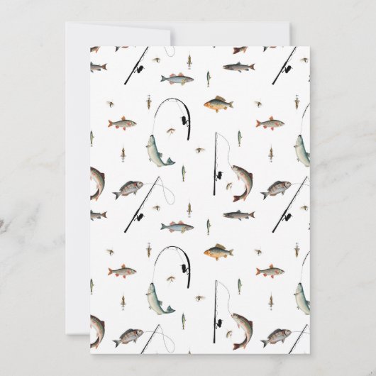 魚釣り魚類テーマリールおもしろい子供の誕生日パーティー 招待状 (裏面)