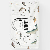 魚釣り魚類テーマリールおもしろい子供の誕生日パーティー 横断幕 (縦)