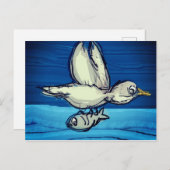 魚釣り鳥 ポストカード (正面/裏面)