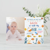 魚釣り1歳の誕生日ボーイO-fish-allyフォト写真 招待状 (スタンド正面)